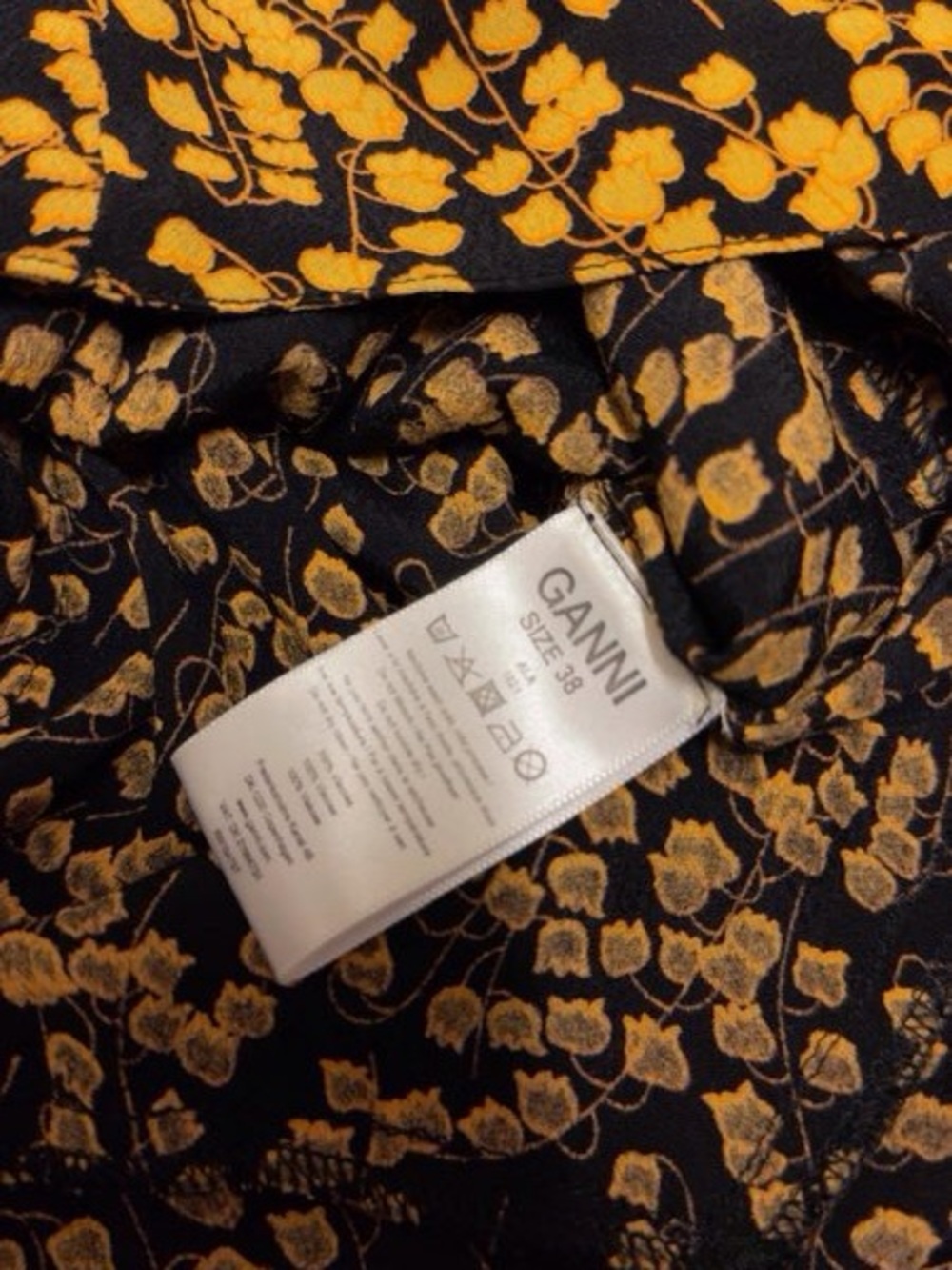 Ganni Black and Yellow Floral Asymmetrical Midi Skirt - Picture 6 of 6